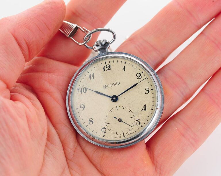 Molnija open face vintage soviet pocket watch, export version