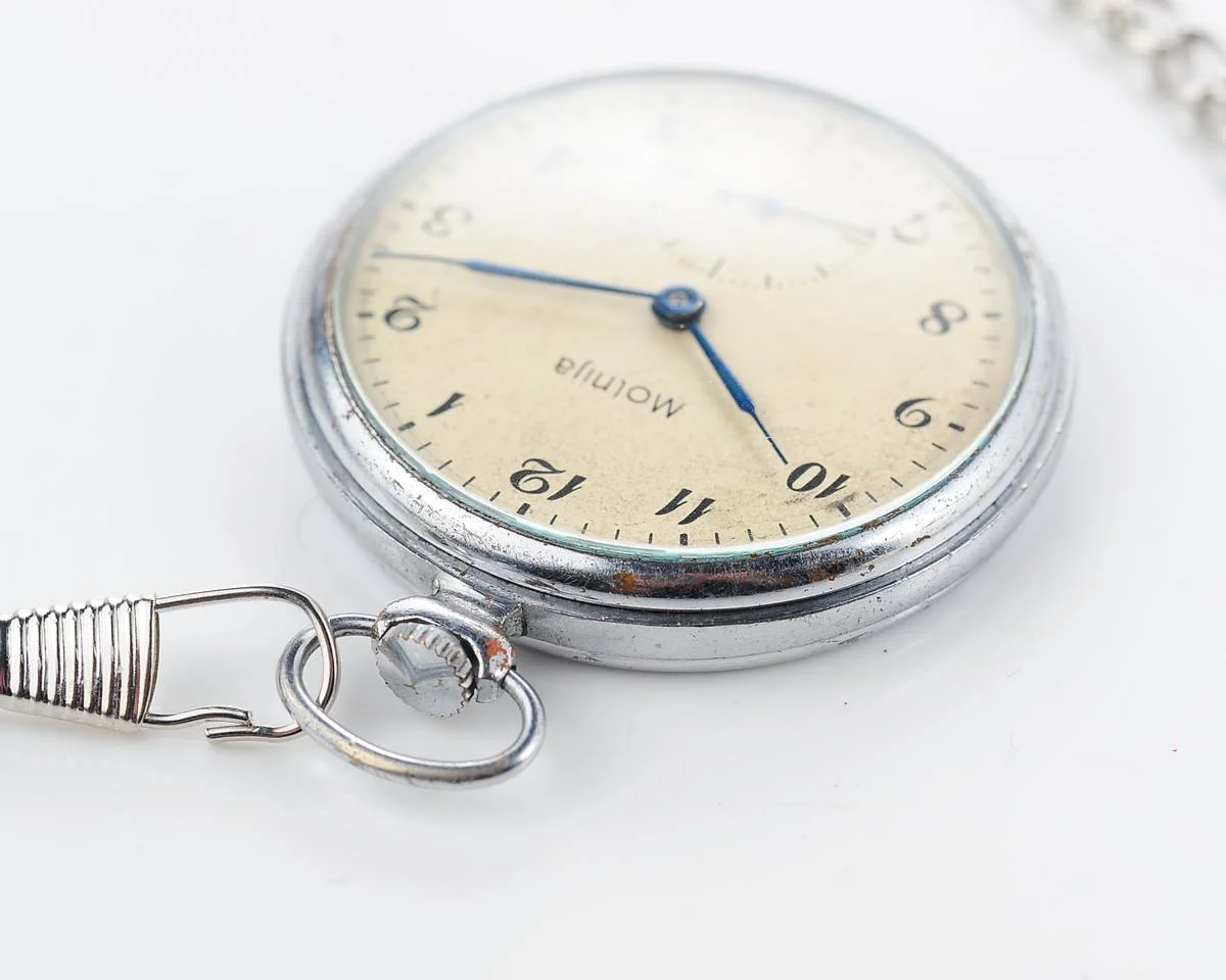 Molnija open face vintage Soviet pocket watch, export version