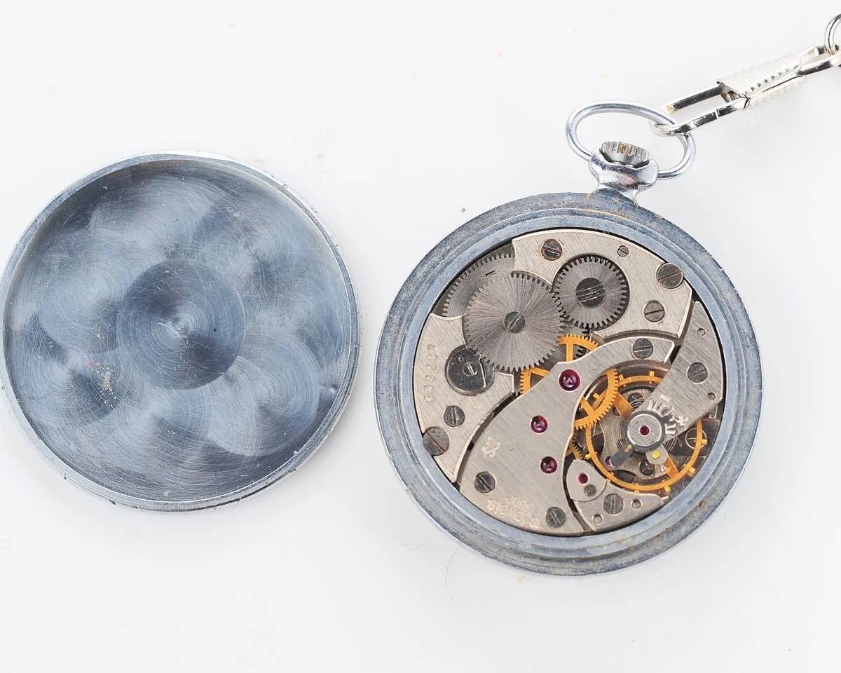 Molnija open face vintage Soviet pocket watch, export version