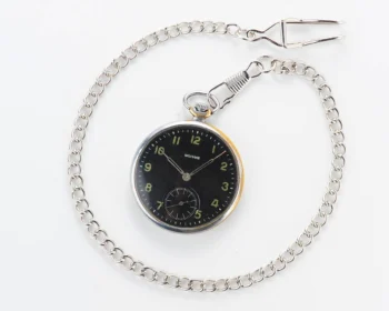 Rare: Molnija open face vintage Soviet pocket watch with black dial - from the 2nd quarter of 1955!