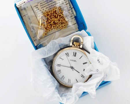 TIME CAPSULE: Vintage gold-plated soviet Raketa open face soviet pocket watch, NEW old stock!