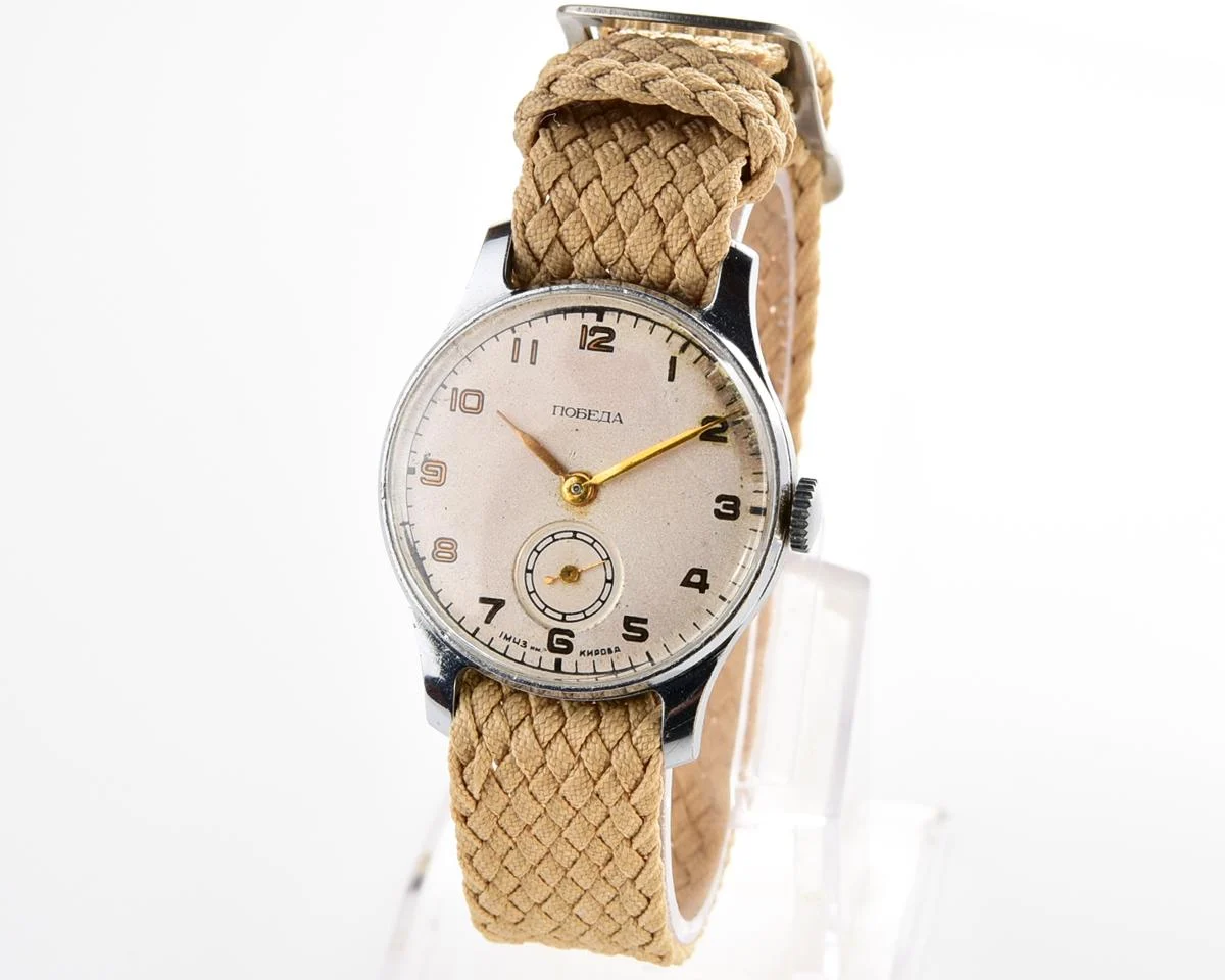 Vintage Soviet mechanical Pobeda wrist watch, 1st quarter 1953