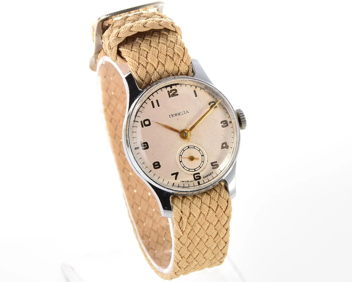 Vintage Soviet mechanical Pobeda wrist watch, 1st quarter 1953