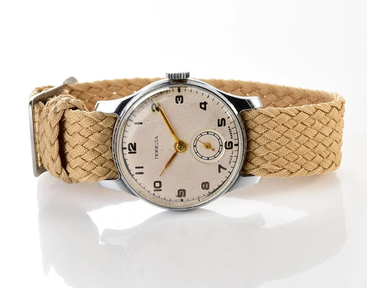 Vintage Soviet mechanical Pobeda wrist watch, 1st quarter 1953