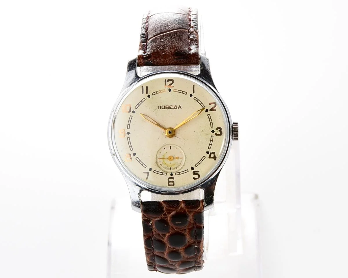Vintage Soviet mechanical Pobeda wrist watch, PChZ, 2nd quarter of 1957