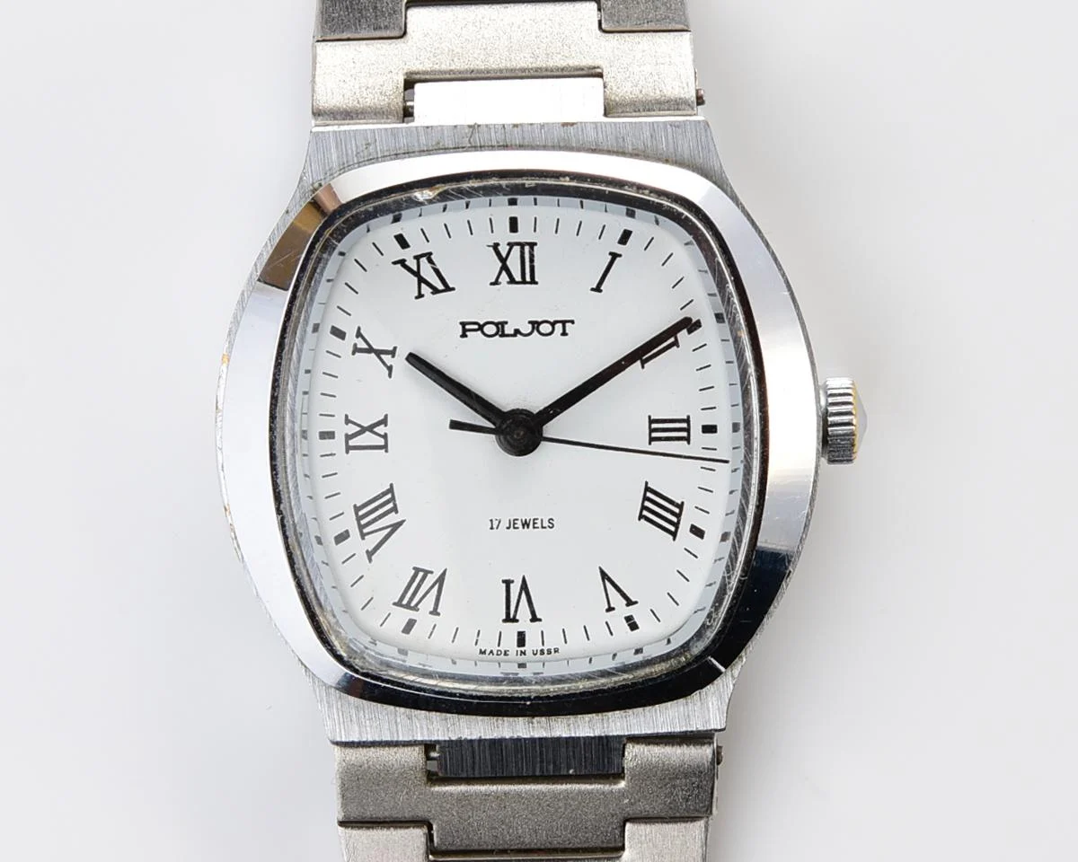 Soviet Poljot mechanical wrist watch with integral bracelet