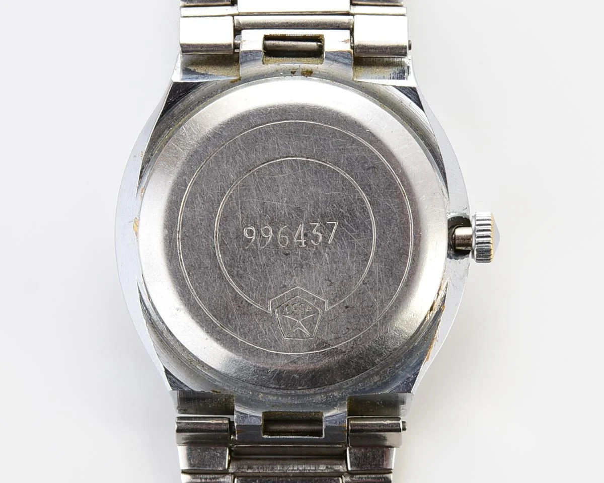 Soviet Poljot mechanical wrist watch with integral bracelet