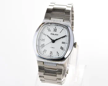 Soviet Poljot mechanical wrist watch with integral bracelet