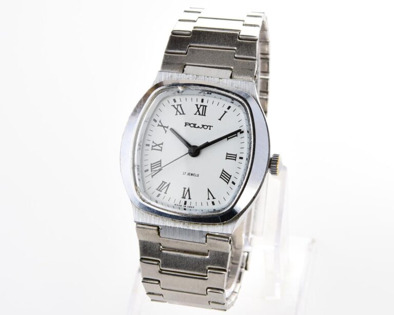 Soviet POLJOT mechanical wrist watch with integral bracelet