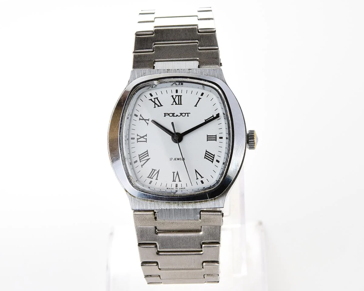 Soviet Poljot mechanical wrist watch with integral bracelet