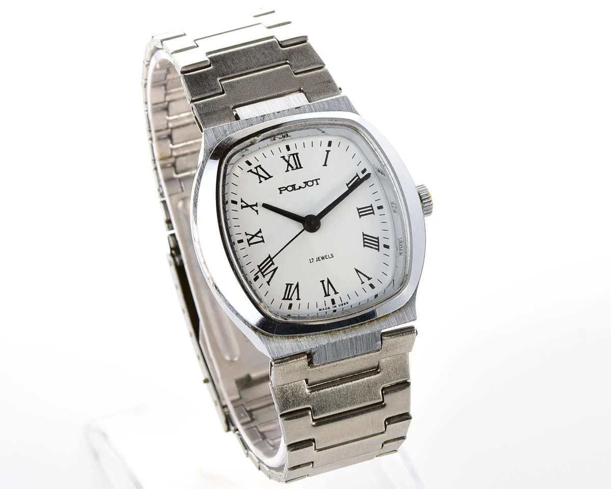 Soviet Poljot mechanical wrist watch with integral bracelet