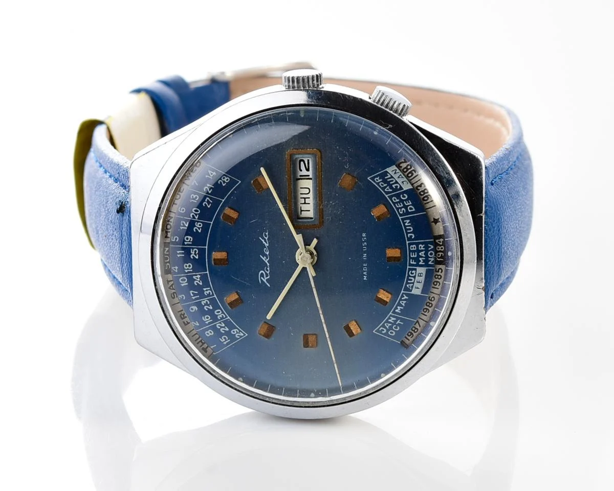 Soviet Raketa perpetual calendar mechanical watch