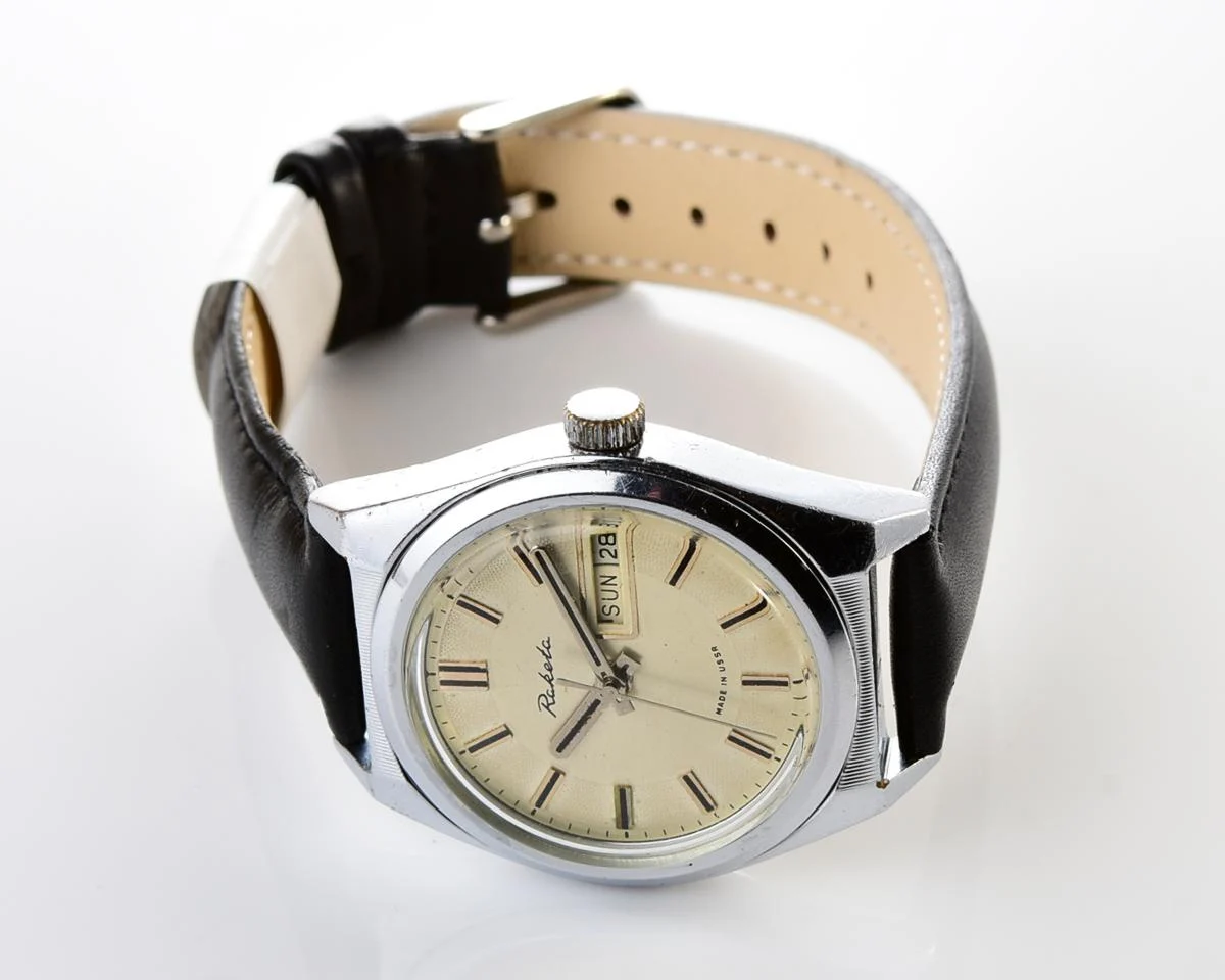 Vintage Soviet mechanical Raketa watch with double calendar