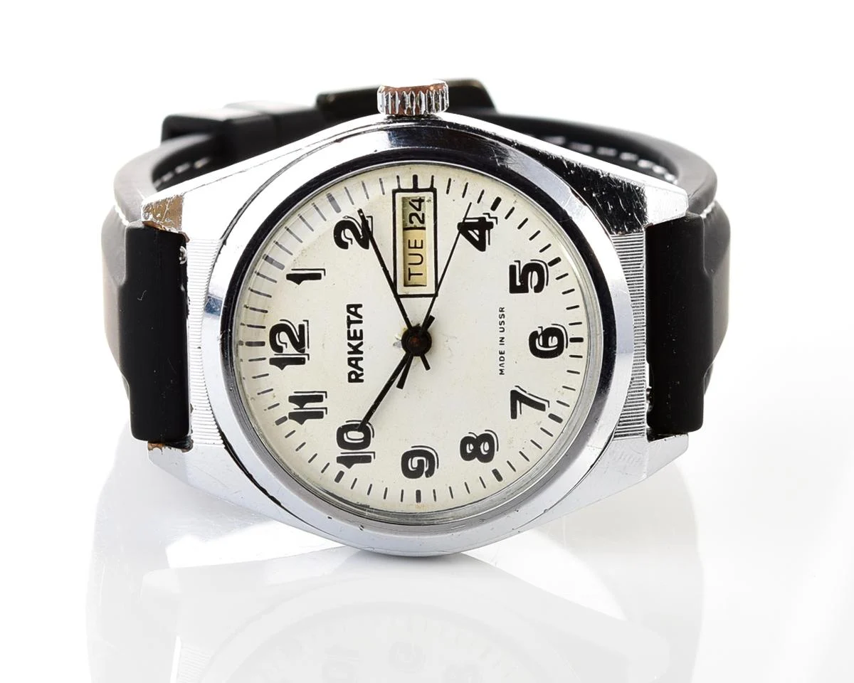 Vintage Soviet mechanical Raketa watch with double calendar