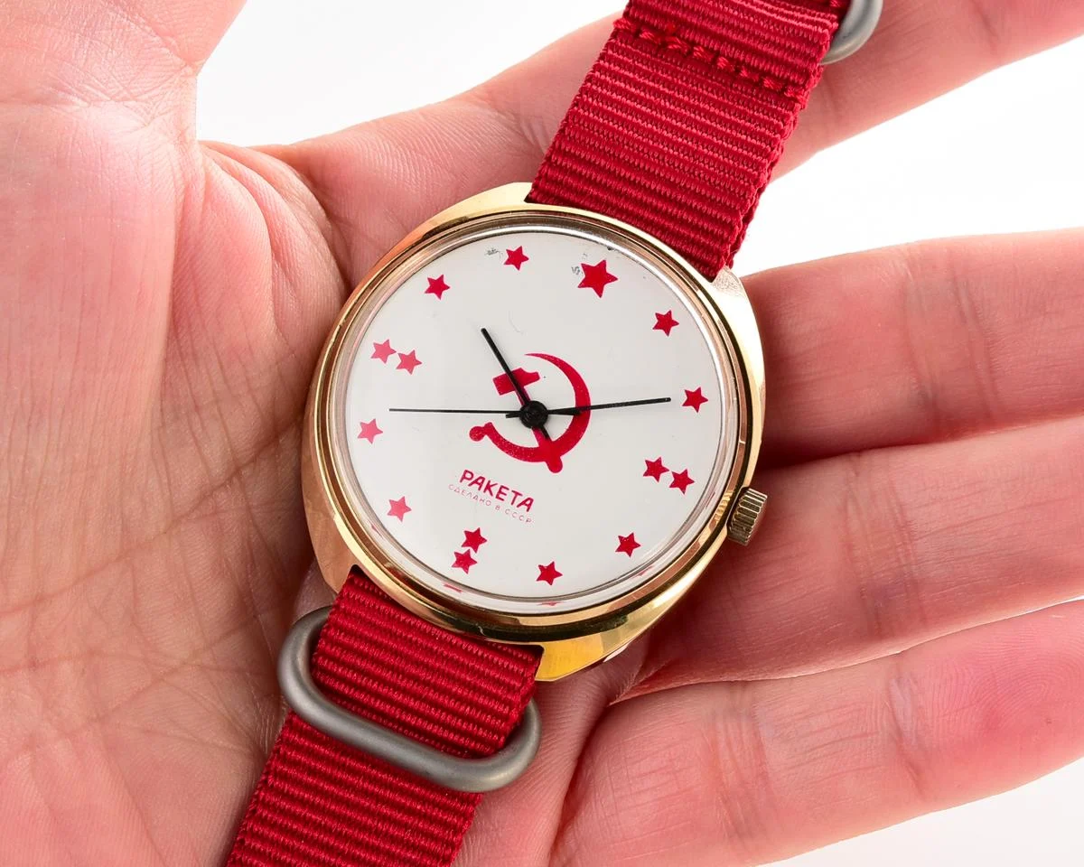 TIME CAPSULE: Vintage gold-plated Soviet Raketa watch (Hammer and Sickle), New Old Stock (NOS)!