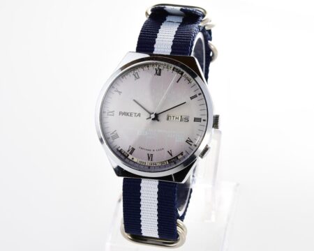 Soviet RAKETA perpetual calendar watch with beautiful lilac dial