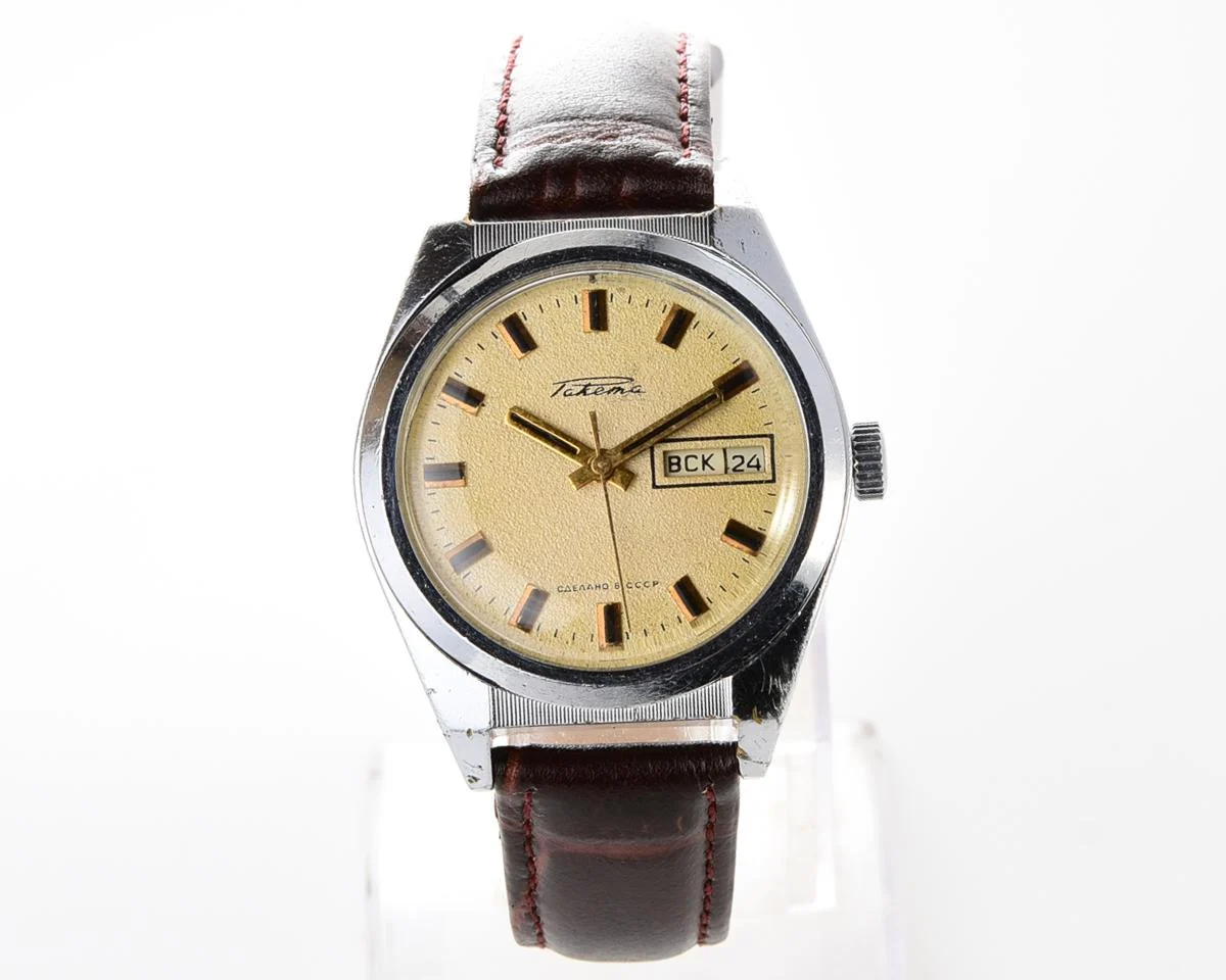 Vintage Soviet mechanical Raketa watch with double calendar