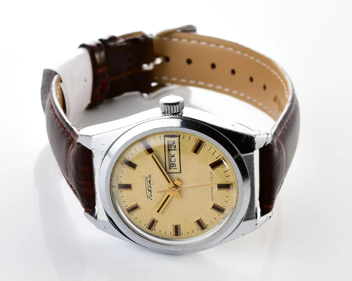 Vintage Soviet mechanical Raketa watch with double calendar