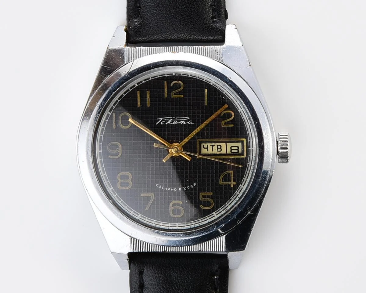 Raketa vintage mechanical wrist watch with double calendar