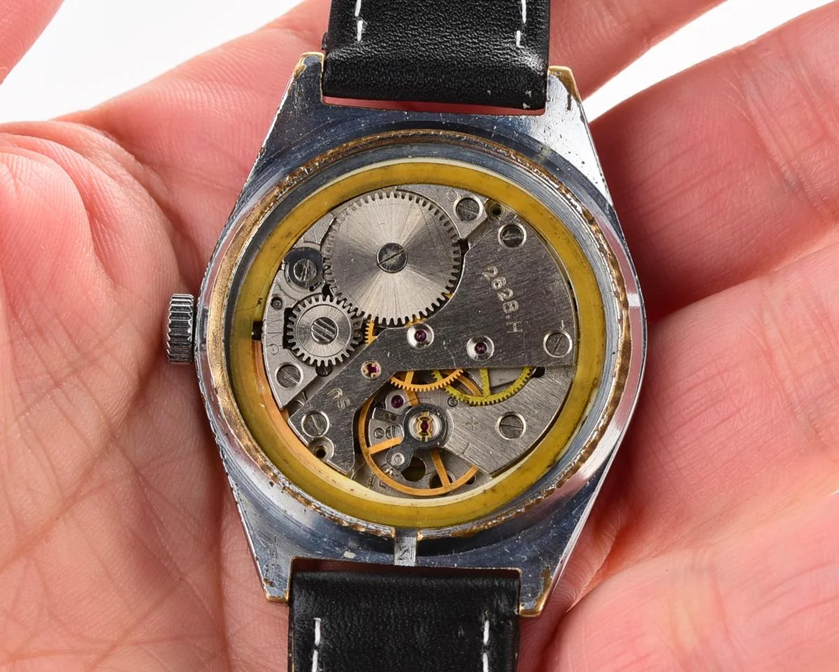 Raketa vintage mechanical wrist watch with double calendar