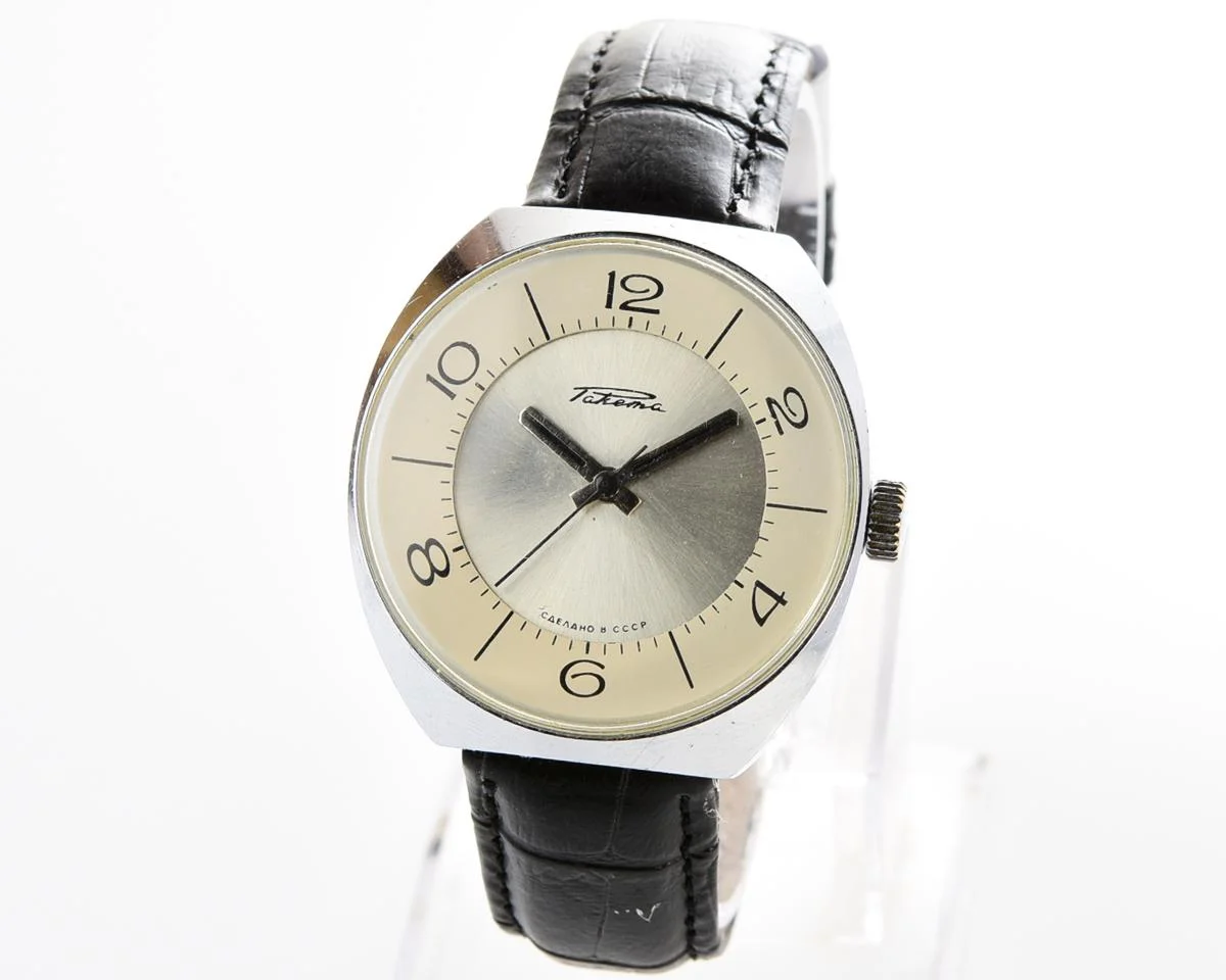 Vintage Raketa Soviet mechanical watch with bi-color dial