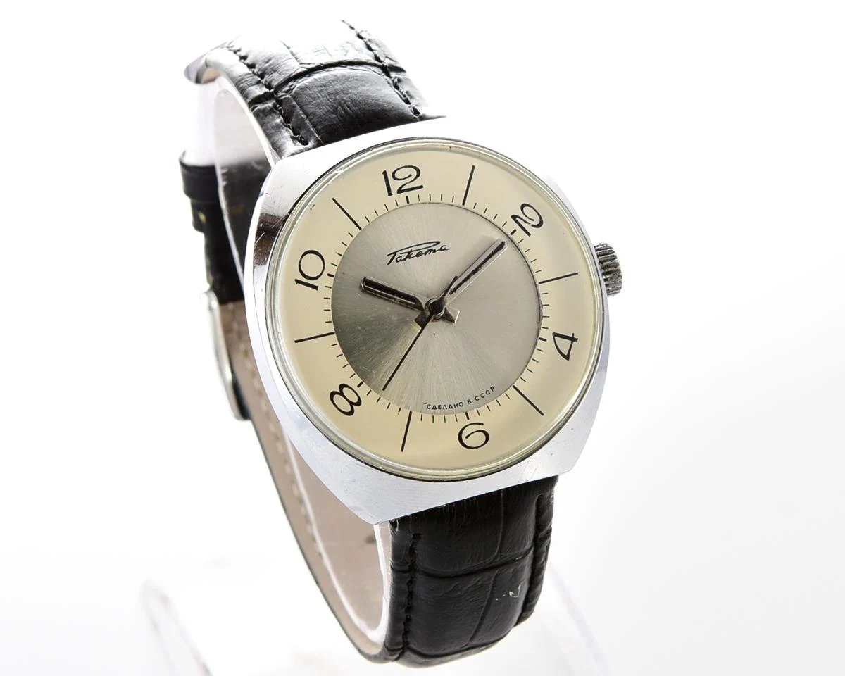 Vintage Raketa Soviet mechanical watch with bi-color dial