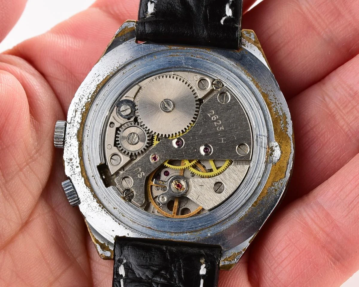 Vintage mechanical Raketa watch with 24 hours dial