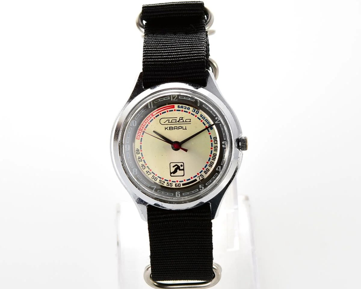 Soviet quartz Slava "Sport" with pulse scale!