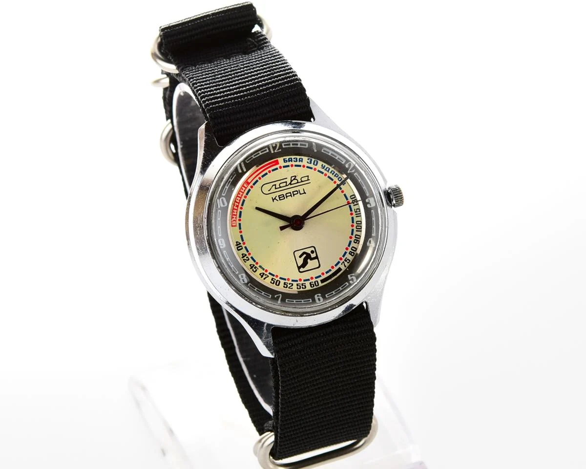 Soviet quartz Slava "Sport" with pulse scale!