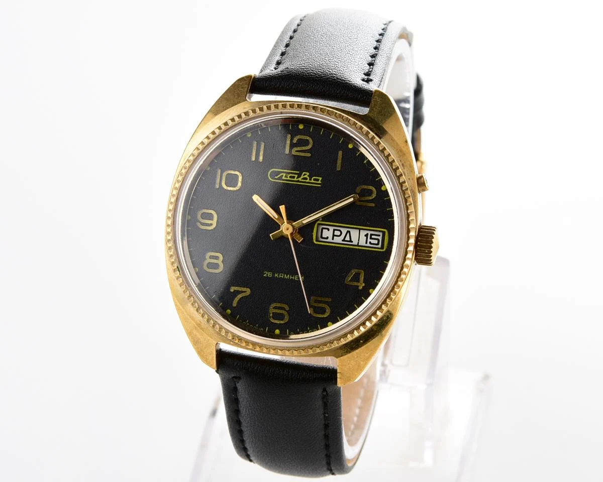 Slava gold-plated Soviet mechanical vintage watch