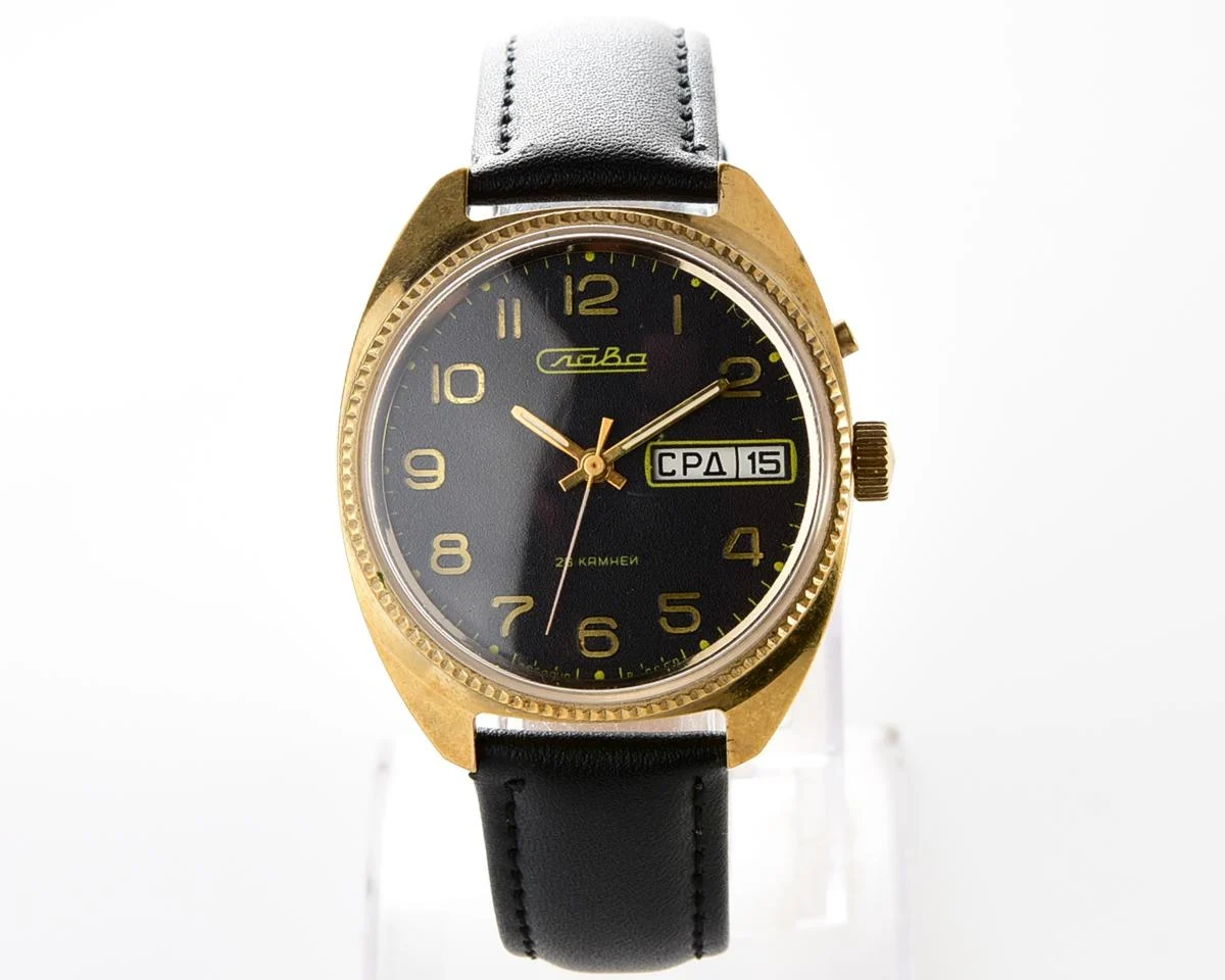 Slava gold-plated Soviet mechanical vintage watch