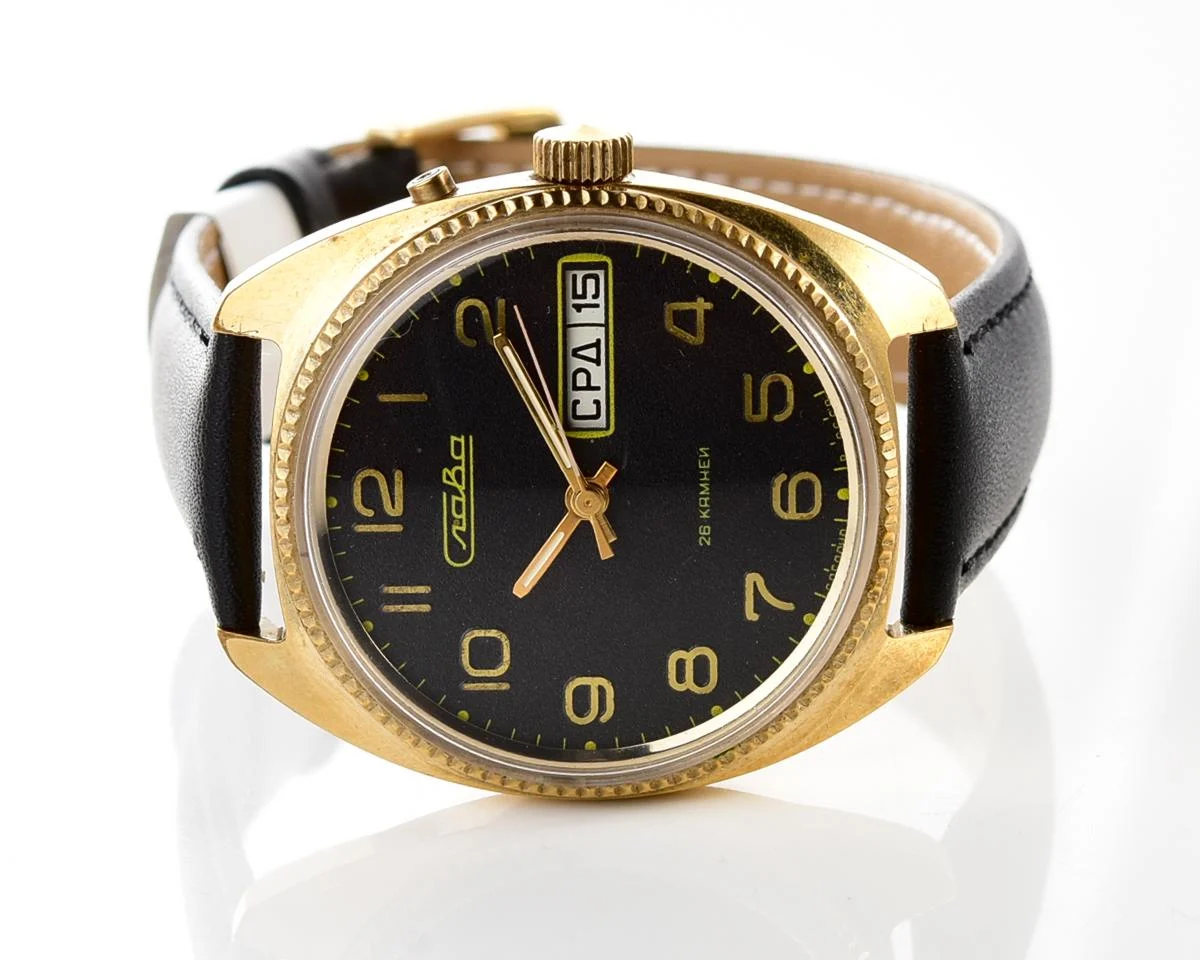 Slava gold-plated Soviet mechanical vintage watch
