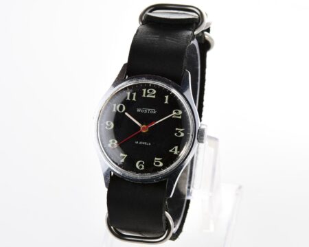 Soviet Wostok (Vostok) mechanical wrist watch with leather NATO Commander strap!