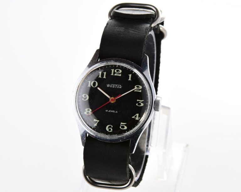 Soviet Wostok (Vostok) mechanical wrist watch with leather NATO Commander strap!