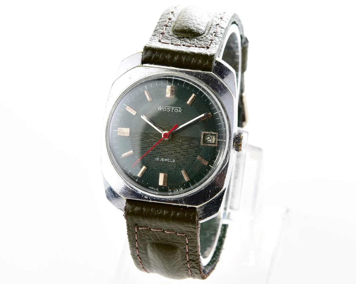 Export Wostok (Vostok) mechanical watch with beautiful textured teal dial