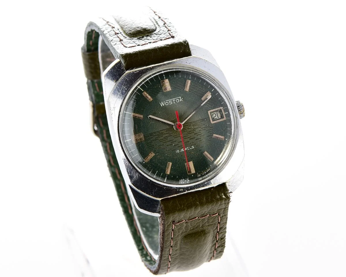 Export Wostok (Vostok) mechanical watch with beautiful textured teal dial