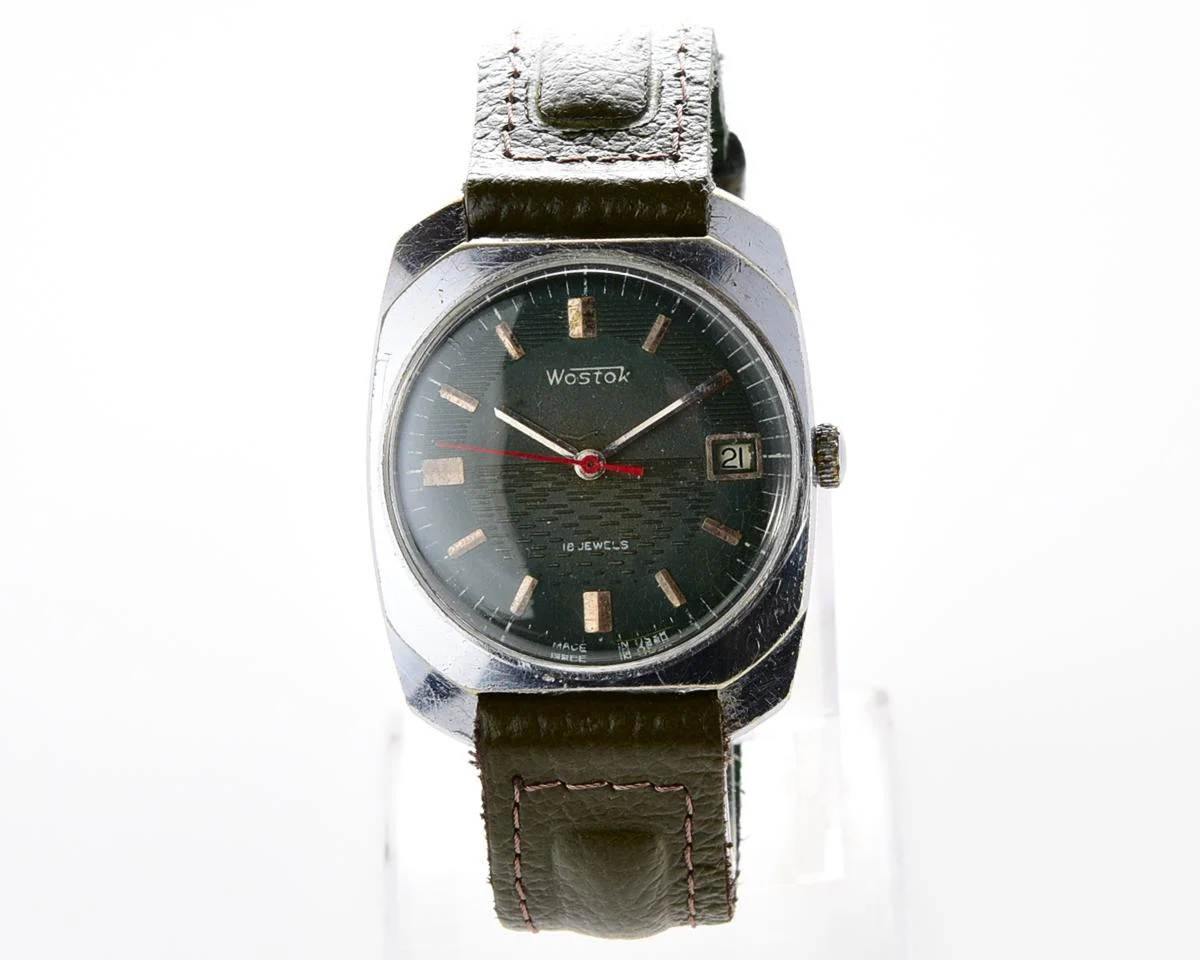 Export Wostok (Vostok) mechanical watch with beautiful textured teal dial