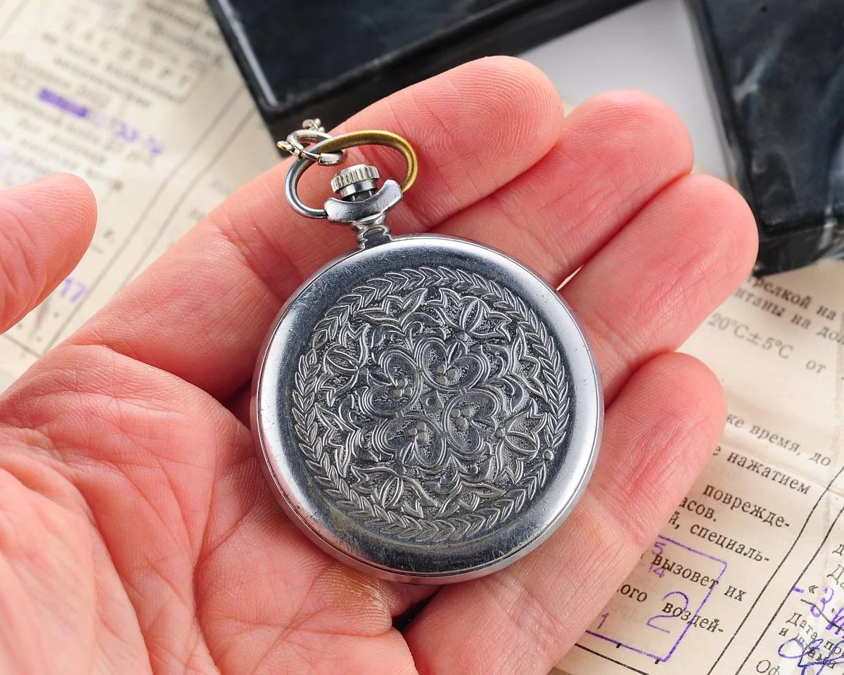 Vintage Soviet Molnija mechanical pocket watch