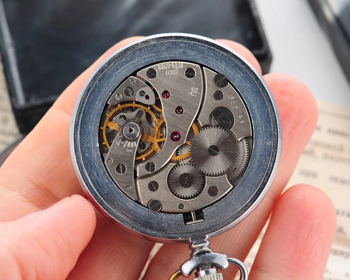 Vintage Soviet Molnija mechanical pocket watch