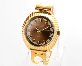 Soviet gold-plated Poljot Volcano mechanical wrist watch with gold-plated bracelet!