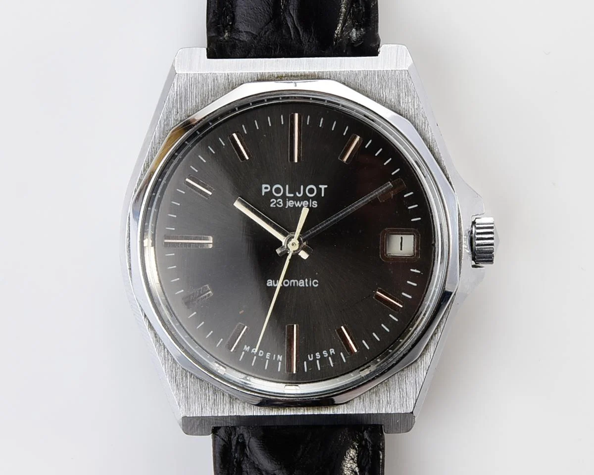 Soviet Poljot mechanical wrist watch with automatic self winding movement