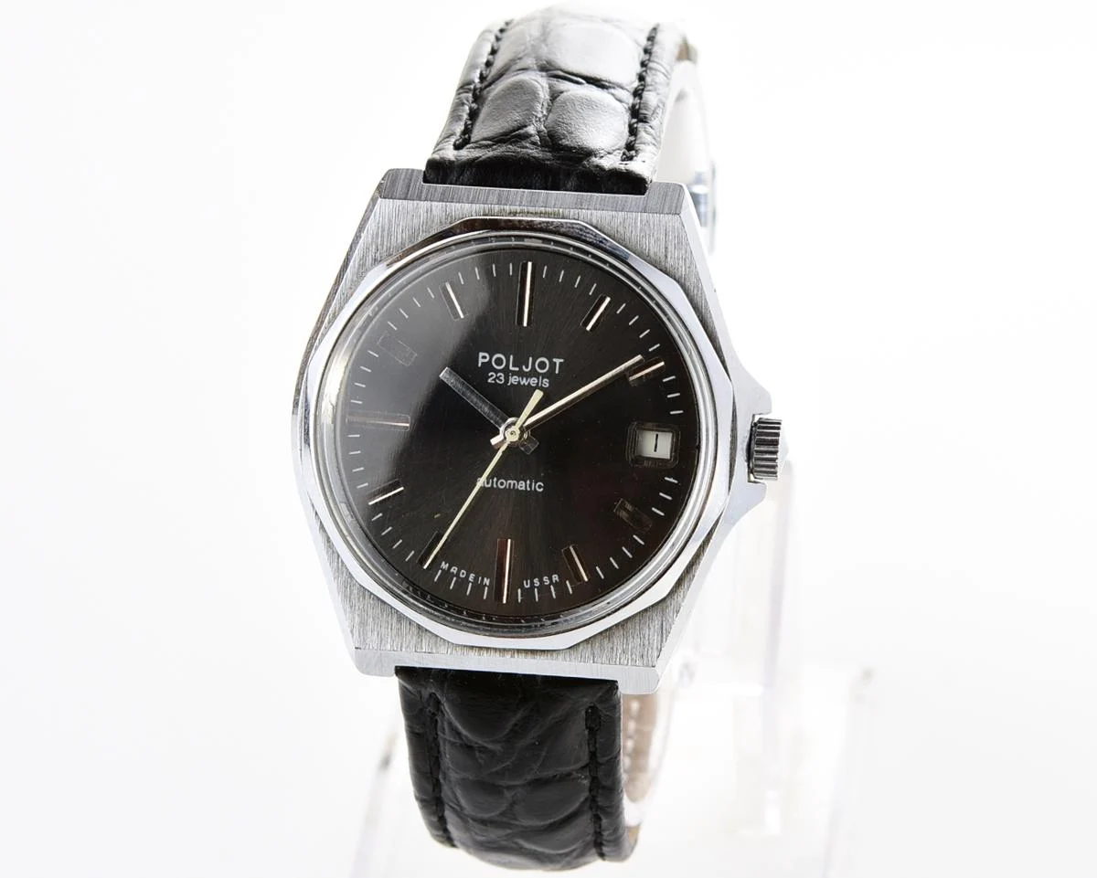 Soviet Poljot mechanical wrist watch with automatic self winding movement