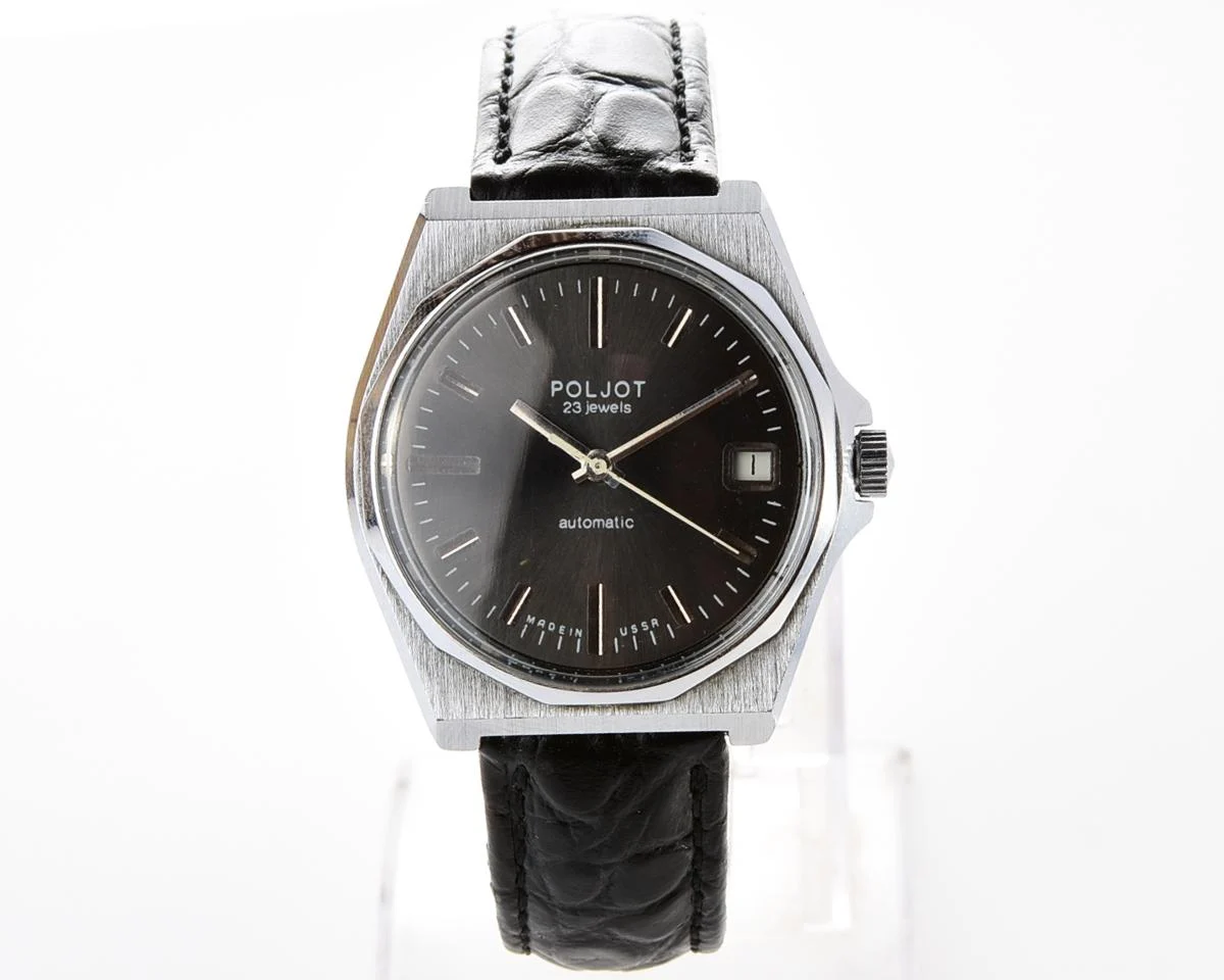 Soviet Poljot mechanical wrist watch with automatic self winding movement
