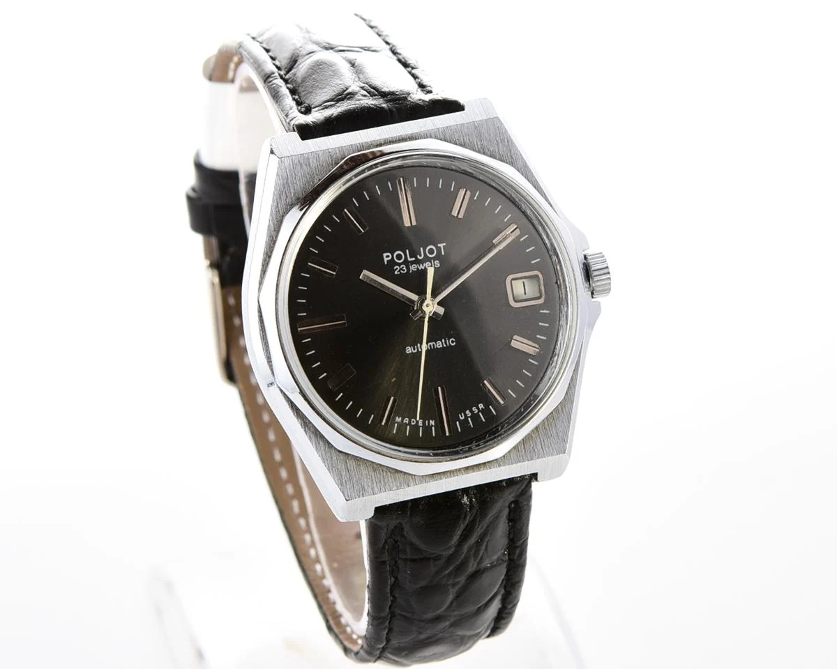 Soviet Poljot mechanical wrist watch with automatic self winding movement