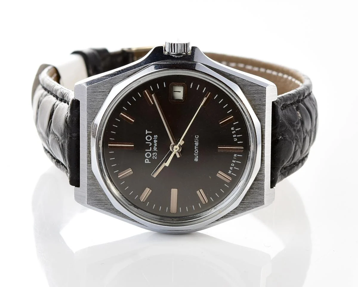 Soviet Poljot mechanical wrist watch with automatic self winding movement