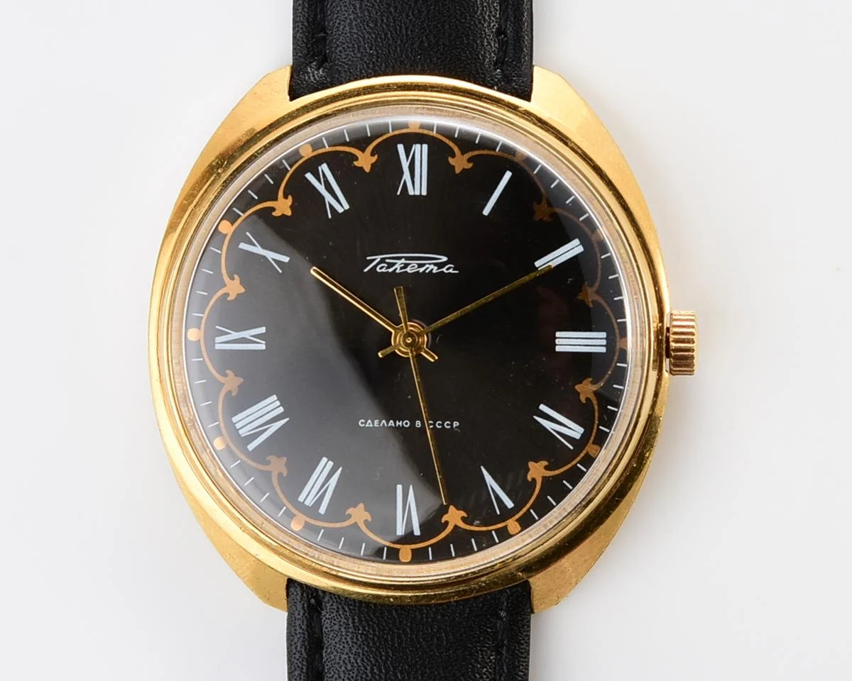 Large vintage Raketa gold-plated mechanical watch