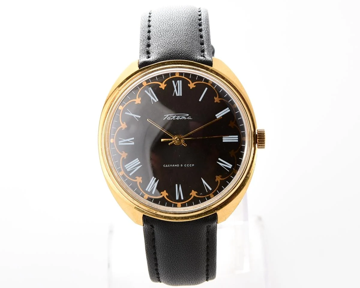 Large vintage Raketa gold-plated mechanical watch