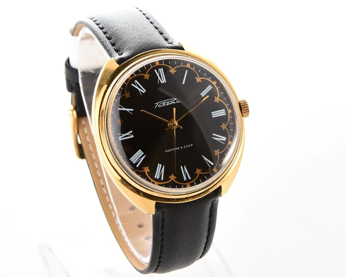 Large vintage Raketa gold-plated mechanical watch