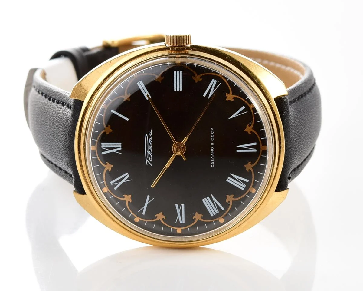 Large vintage Raketa gold-plated mechanical watch