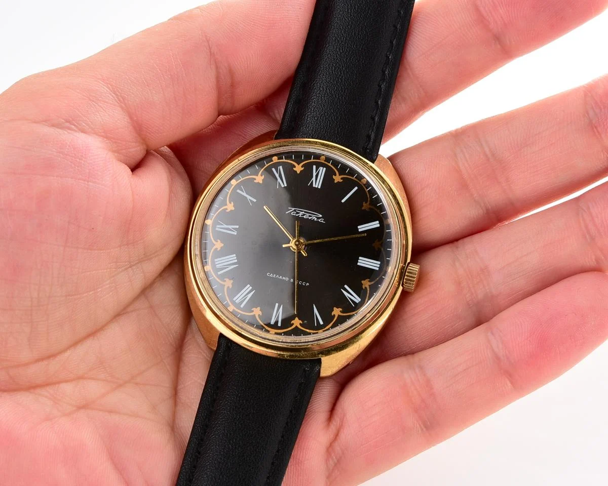 Large vintage Raketa gold-plated mechanical watch